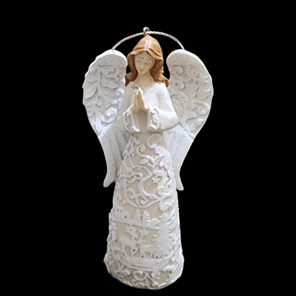Roman paper cut look scroll  praying angel EUC
